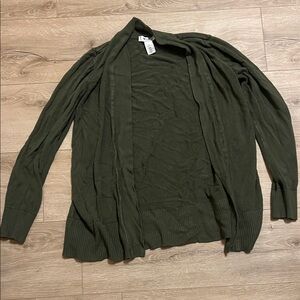 WHBM Olive Green Open Front Cardigan Sweater
